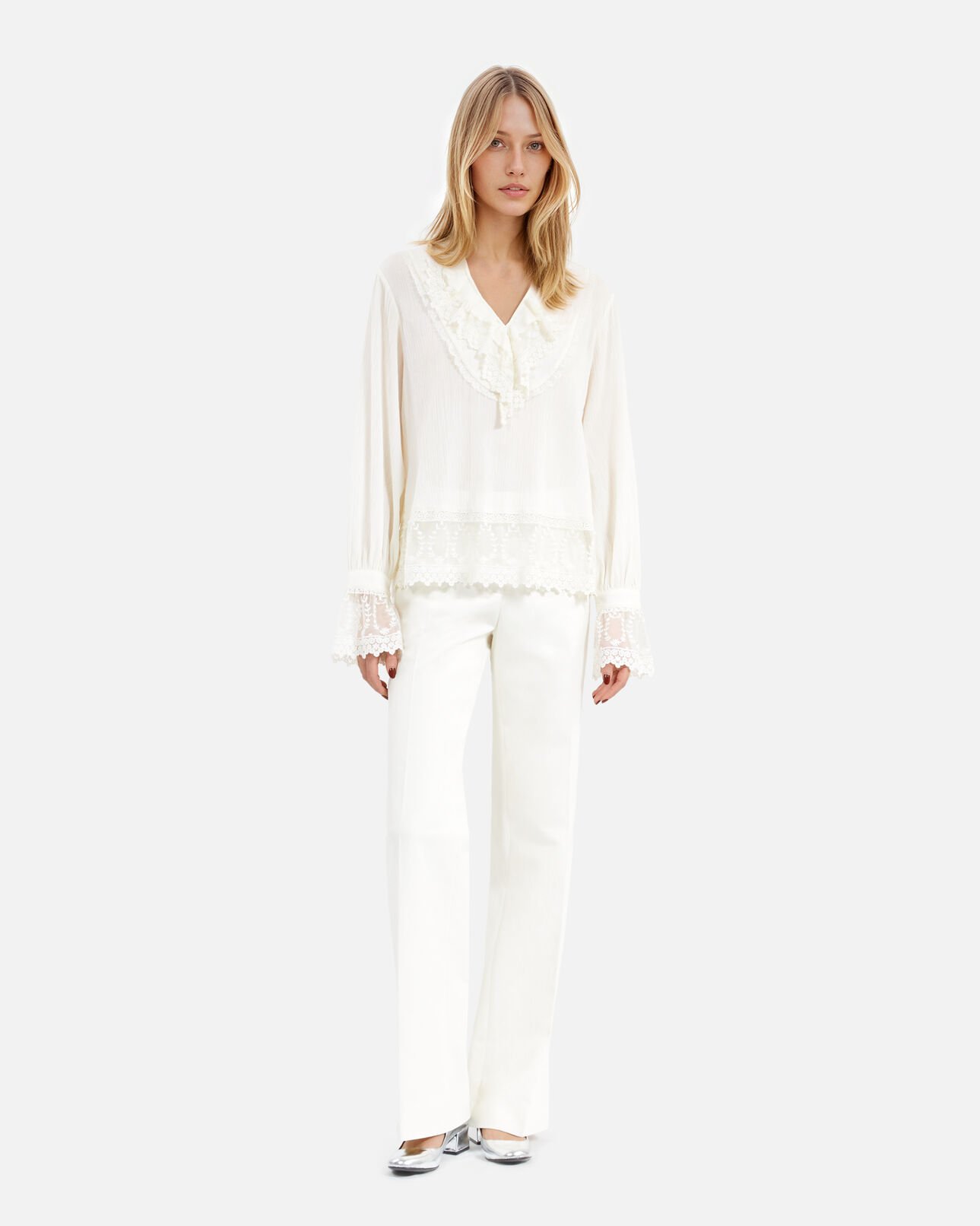 The Kooples FEMME ECRU blouse avec guipure écrue
