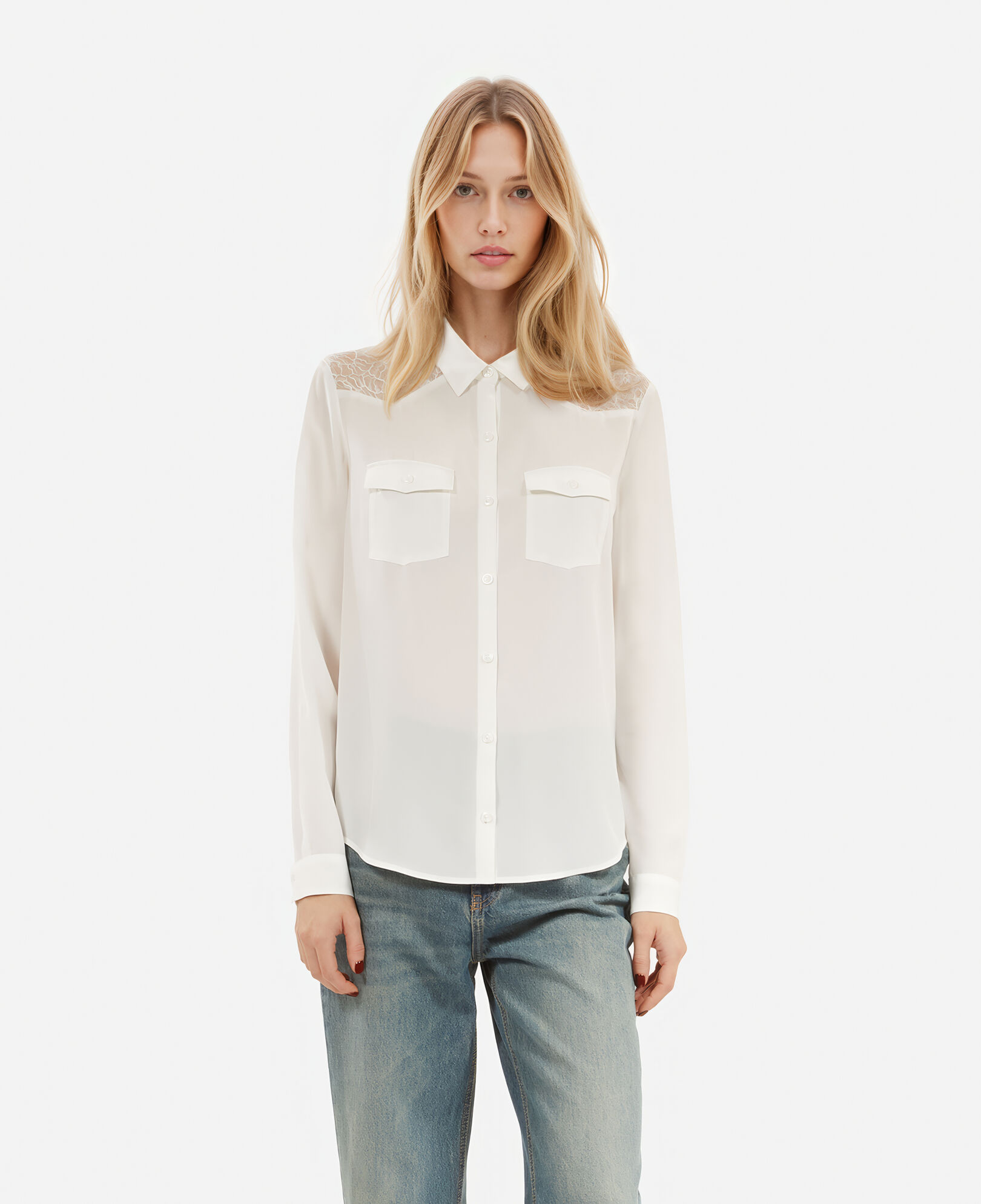 The Kooples FEMME ECRU chemise en soie écrue