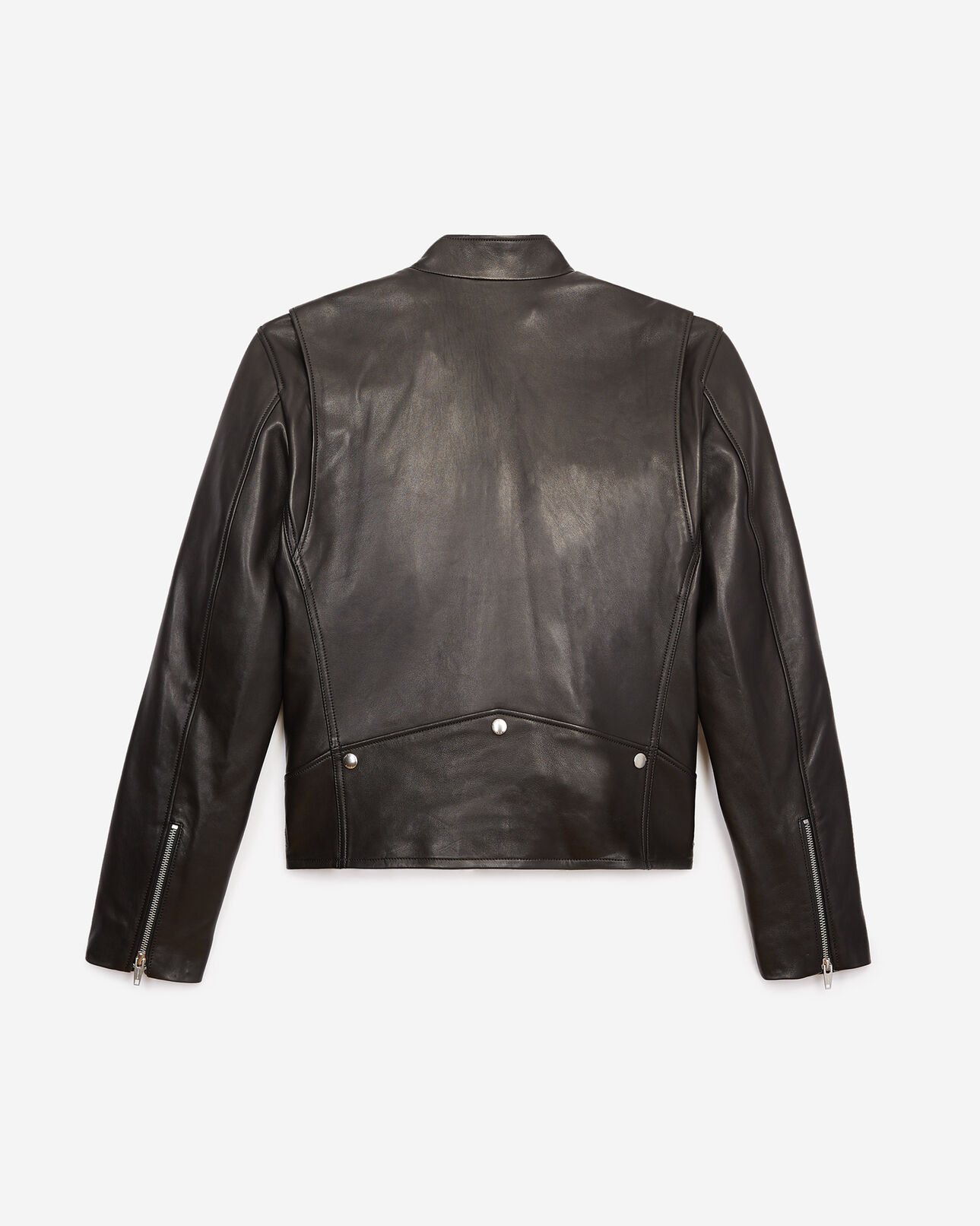 The Kooples MEN BLACK black leather jacket with biker collar