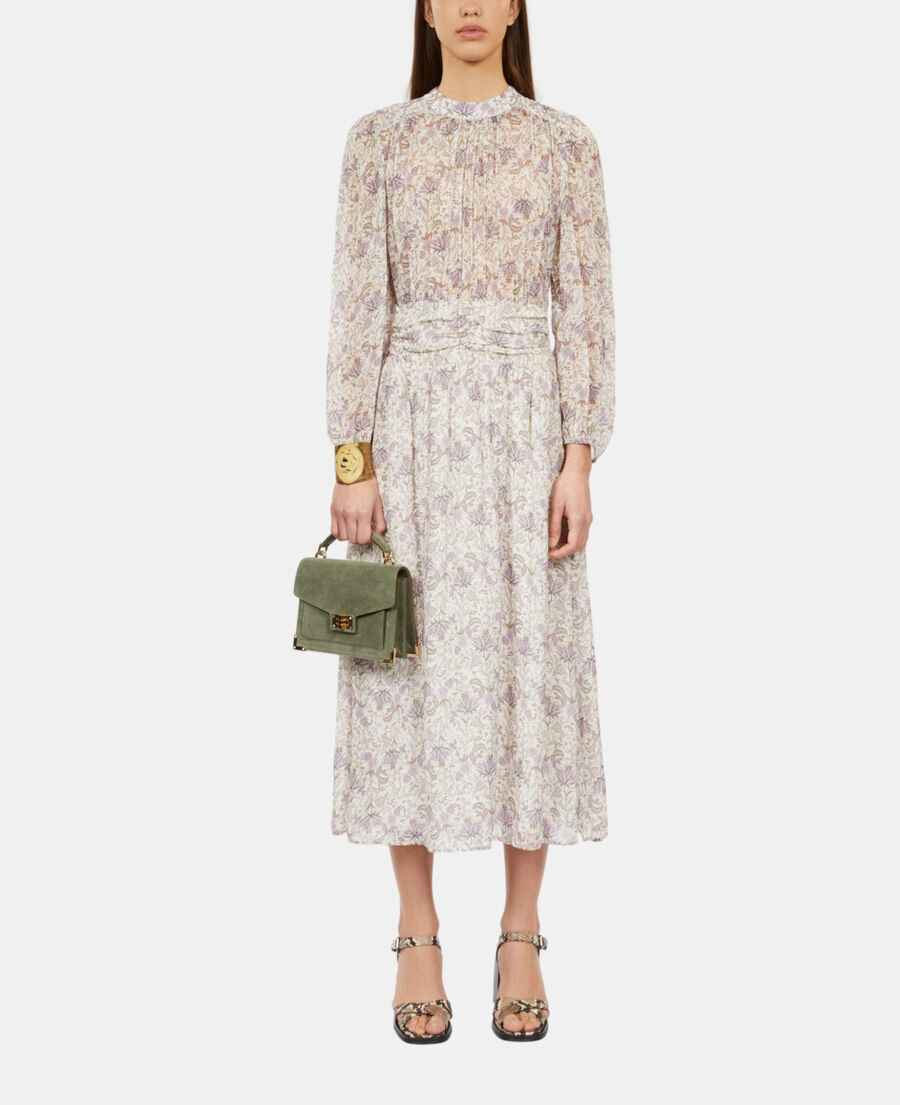 The Kooples F ECRU/MAUVE CHALK long printed dress