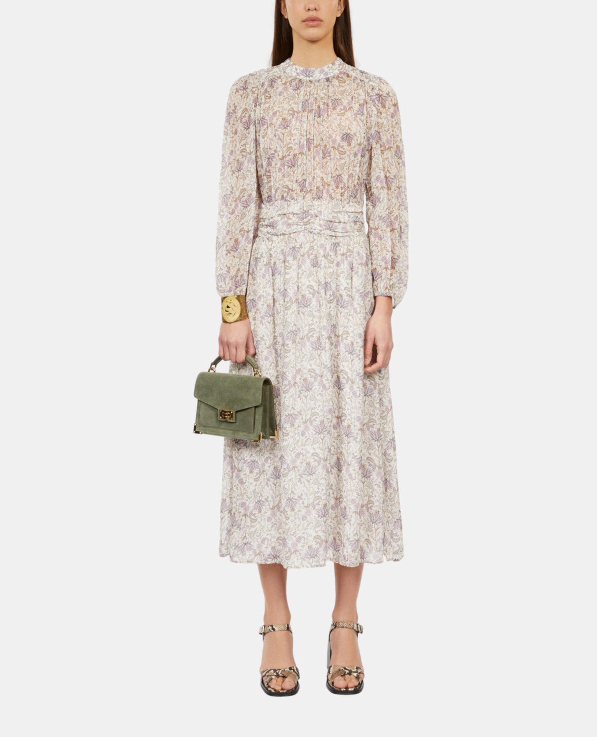 Long printed dress, ECRU/MAUVE CHALK, hi-res image number null