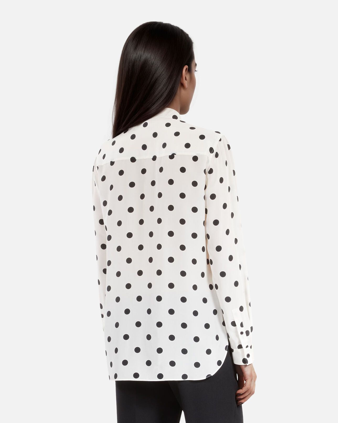The Kooples FEMME WHITE / BLACK chemise en soie à pois blanche