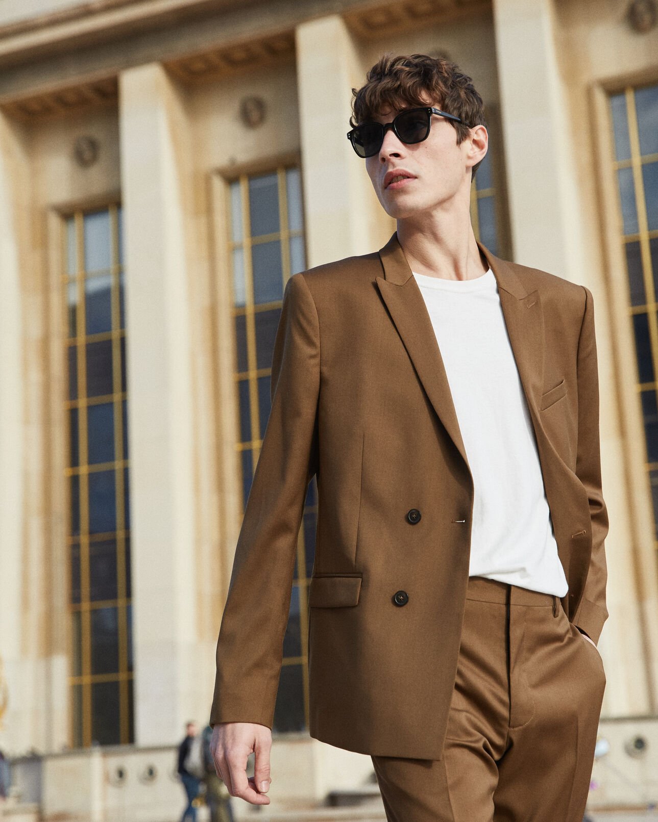 The Kooples HOMME CAMEL veste de costume croisée couleur havane