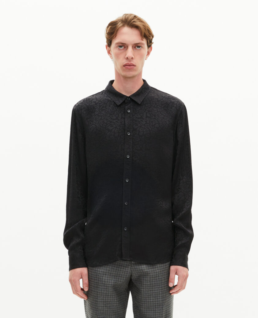 The Kooples MEN BLACK black leopard jacquard shirt