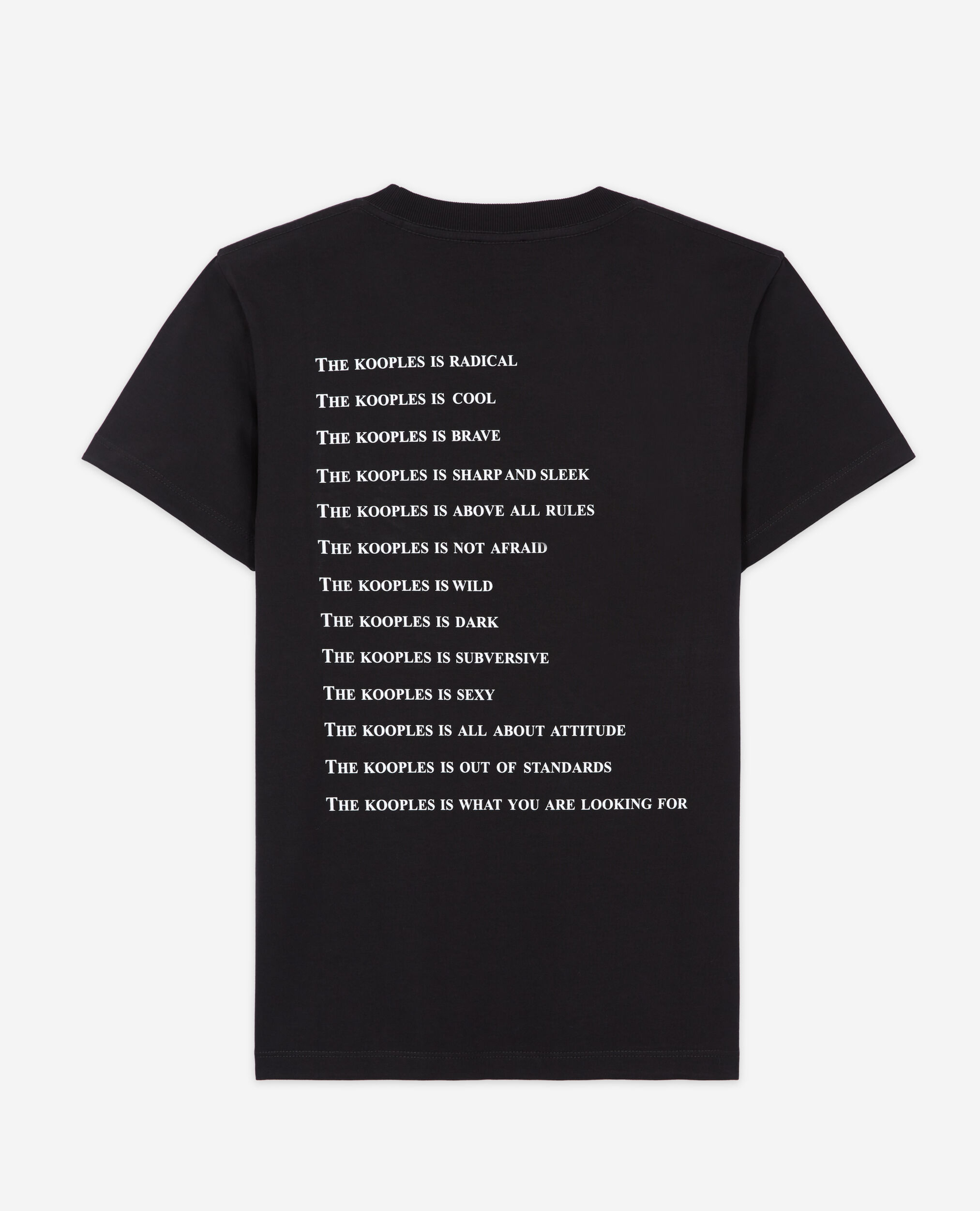 Schwarzes T-Shirt Damen mit „What is“-Strassbesatz, BLACK, hi-res image number null