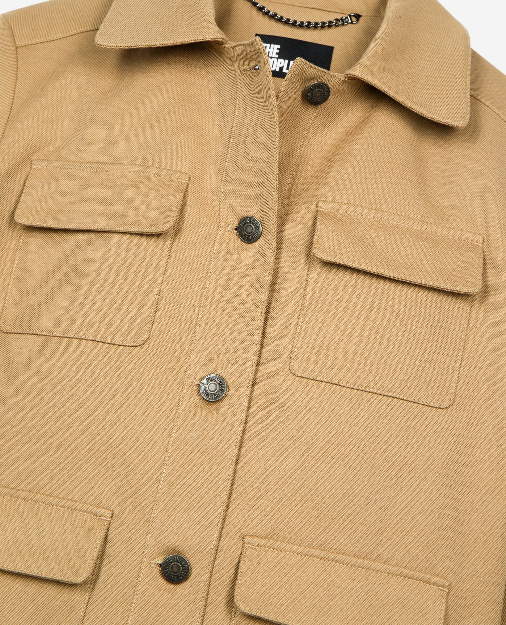 Short beige cotton and linen jacket, BEIGE, hi-res image number null