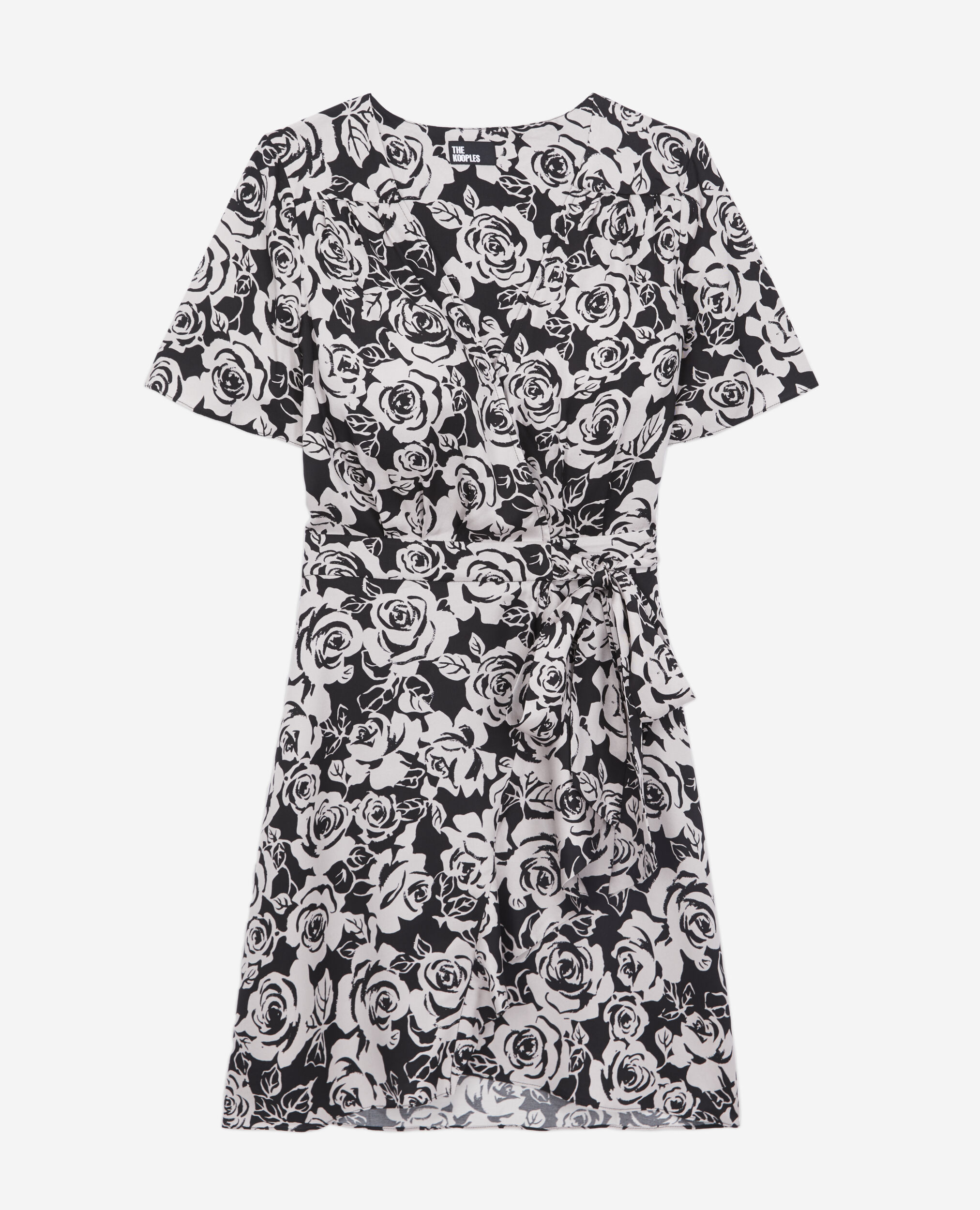 Robe portefeuille courte imprimée, BLACK / PINK, hi-res image number null