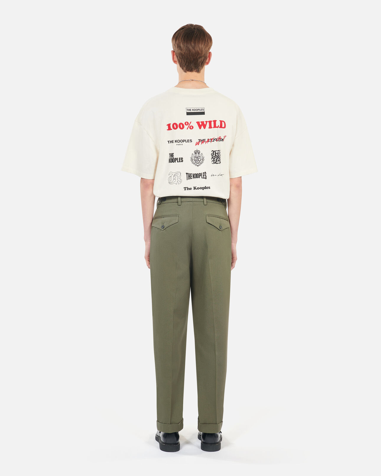 The Kooples MEN OLIVE NIGHT khaki cotton trousers