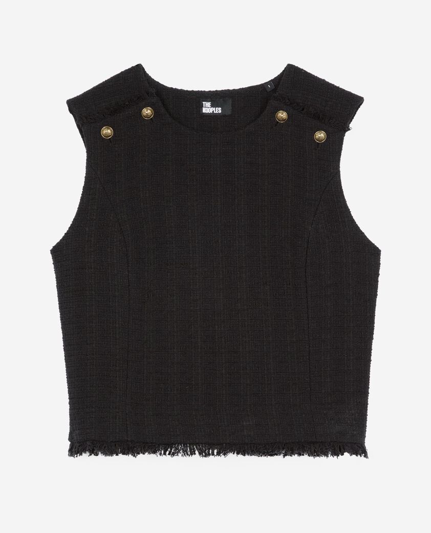 The Kooples FEMME BLACK top en tweed noir