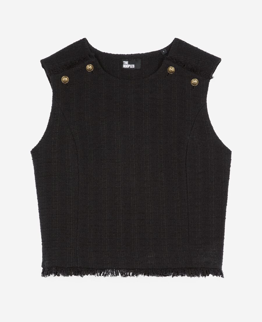 The Kooples FEMME BLACK top en tweed noir