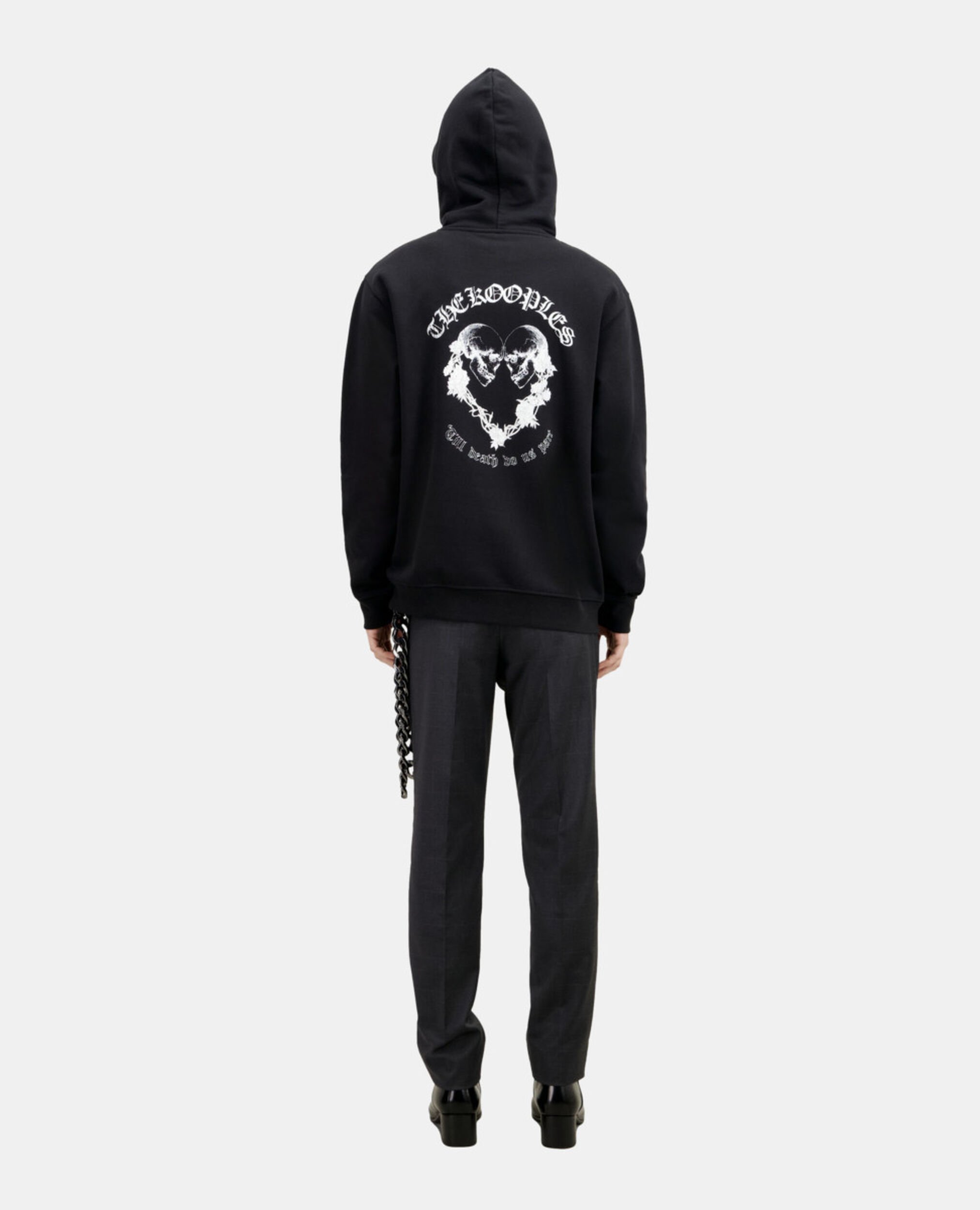 Black hoodie with Skull heart serigraphy, BLACK, hi-res image number null