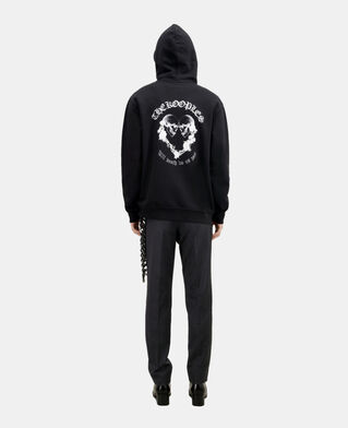 The Kooples MEN BLACK black hoodie with skull heart serigraphy