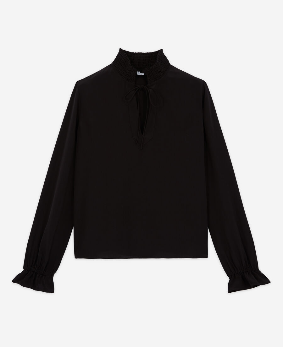 Black silk blouse | The Kooples - US