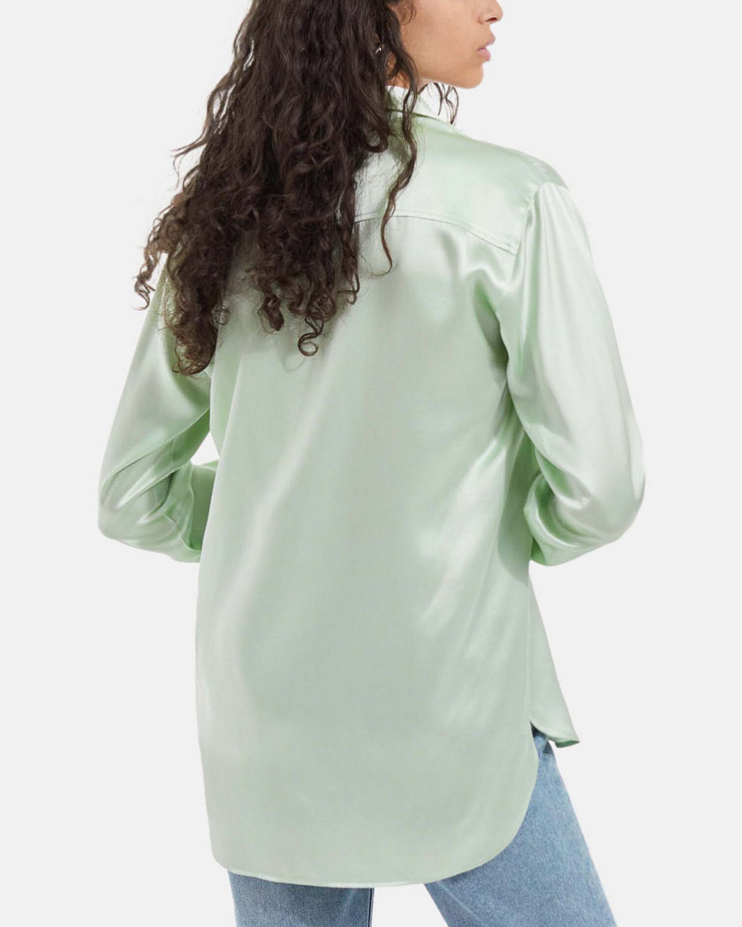 Mint green blouse with long cuffs, MINT, hi-res image number null