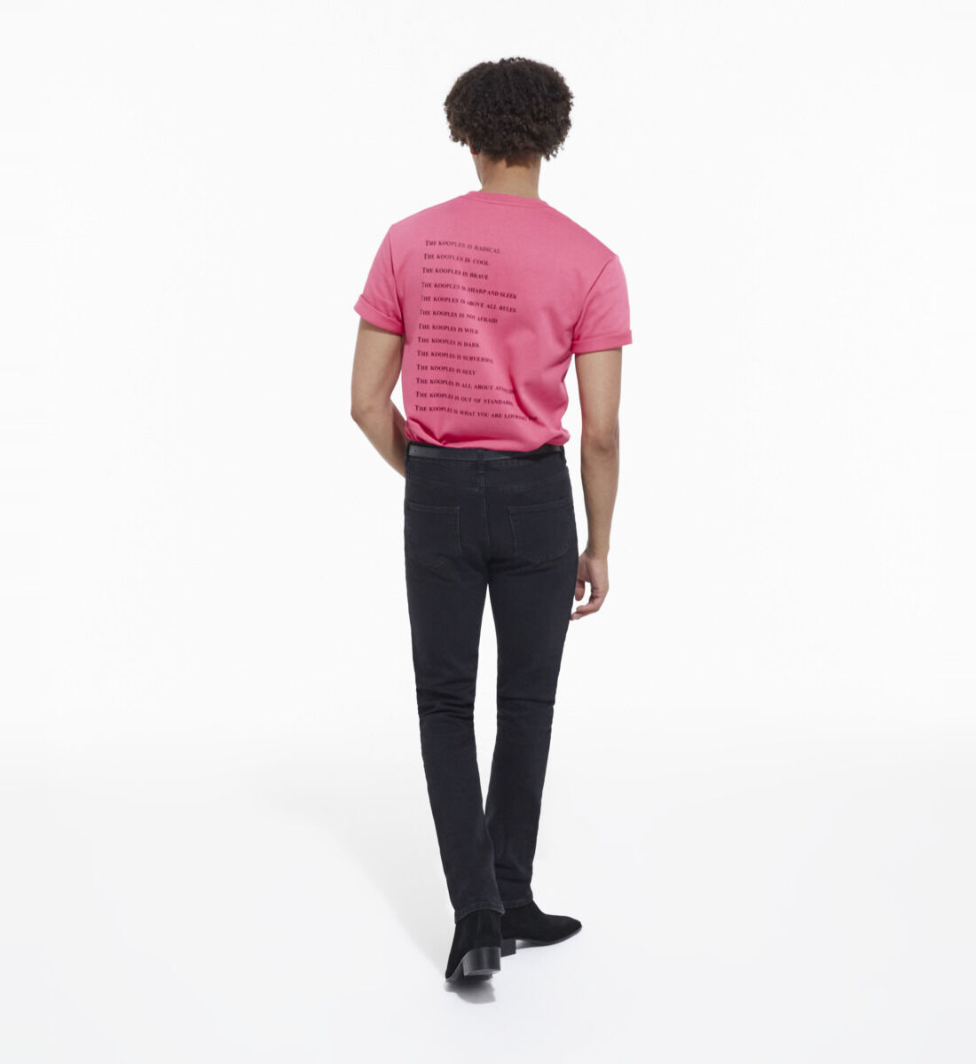 Pink t shirt black jeans cheap