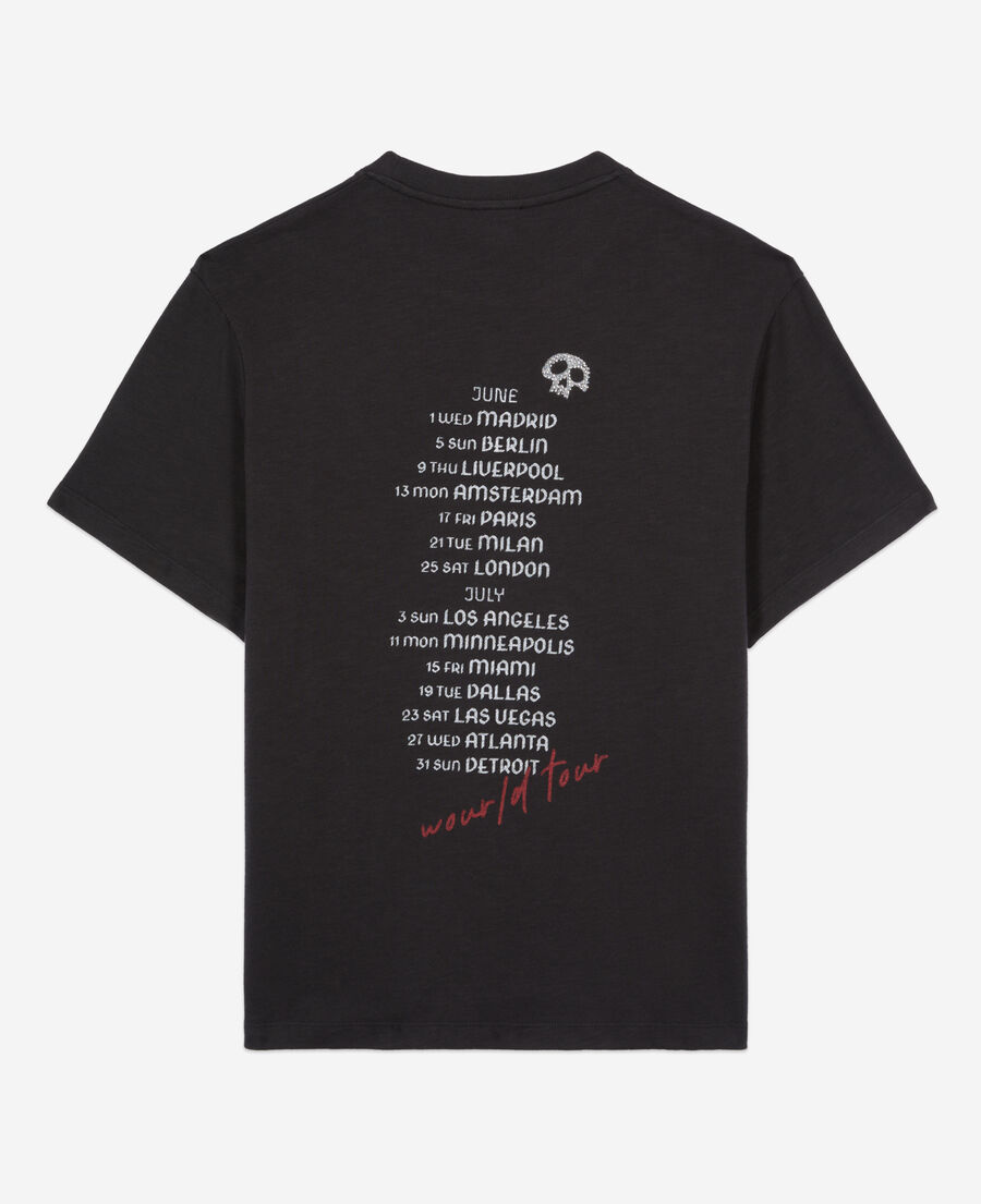 The Kooples F BLACK WASHED black t-shirt with guitar serigraphy