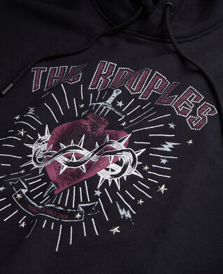 The Kooples MUJER BLACK WASHED sudadera negra capucha serigraf&iacute;a dagger through heart para mujer