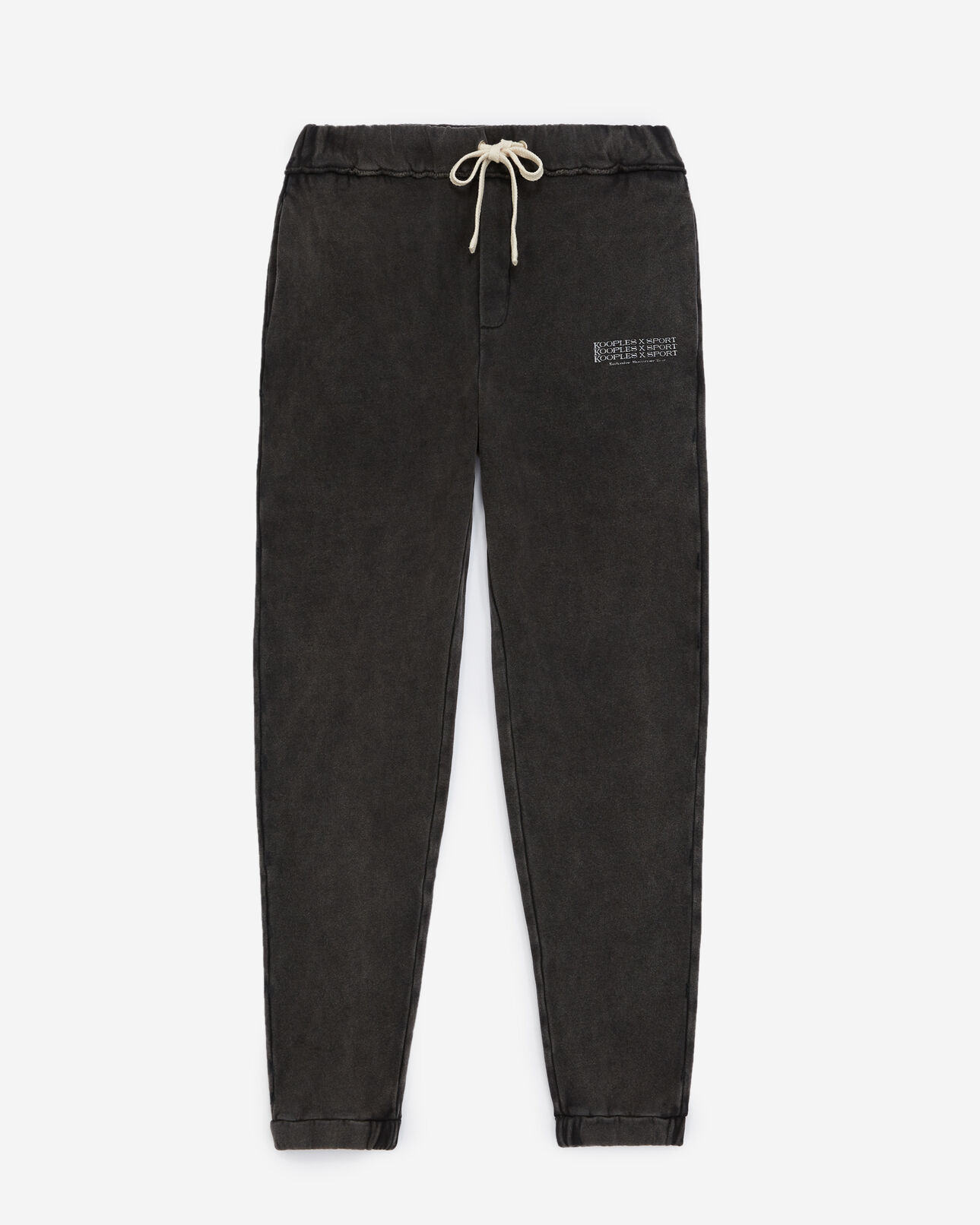 The Kooples FEMME BLACK WASHED jogging noir délavé à taille élastique