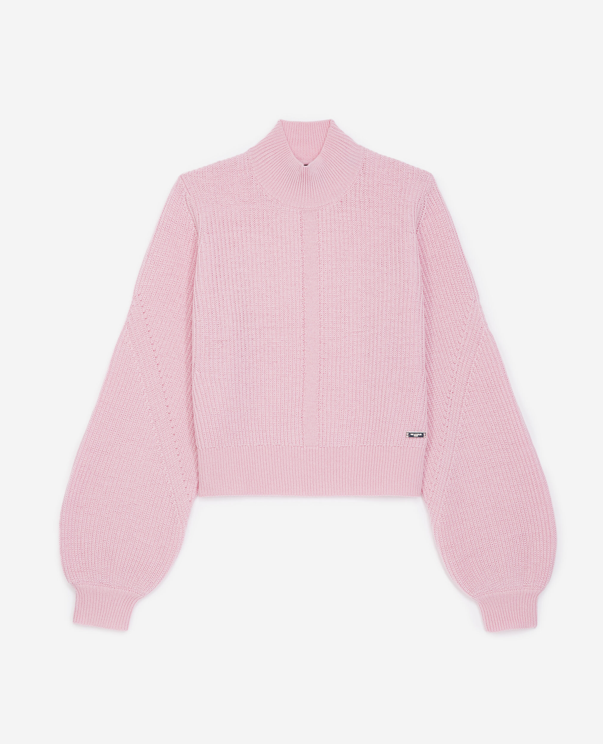 Roomy light pink sweater in merino wool, PINK, hi-res image number null