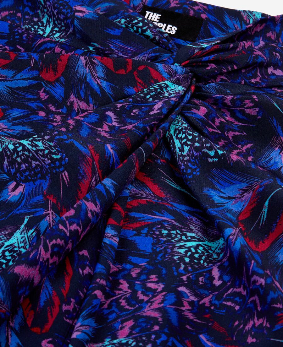 The Kooples WOMEN BLUE RED printed midi skirt