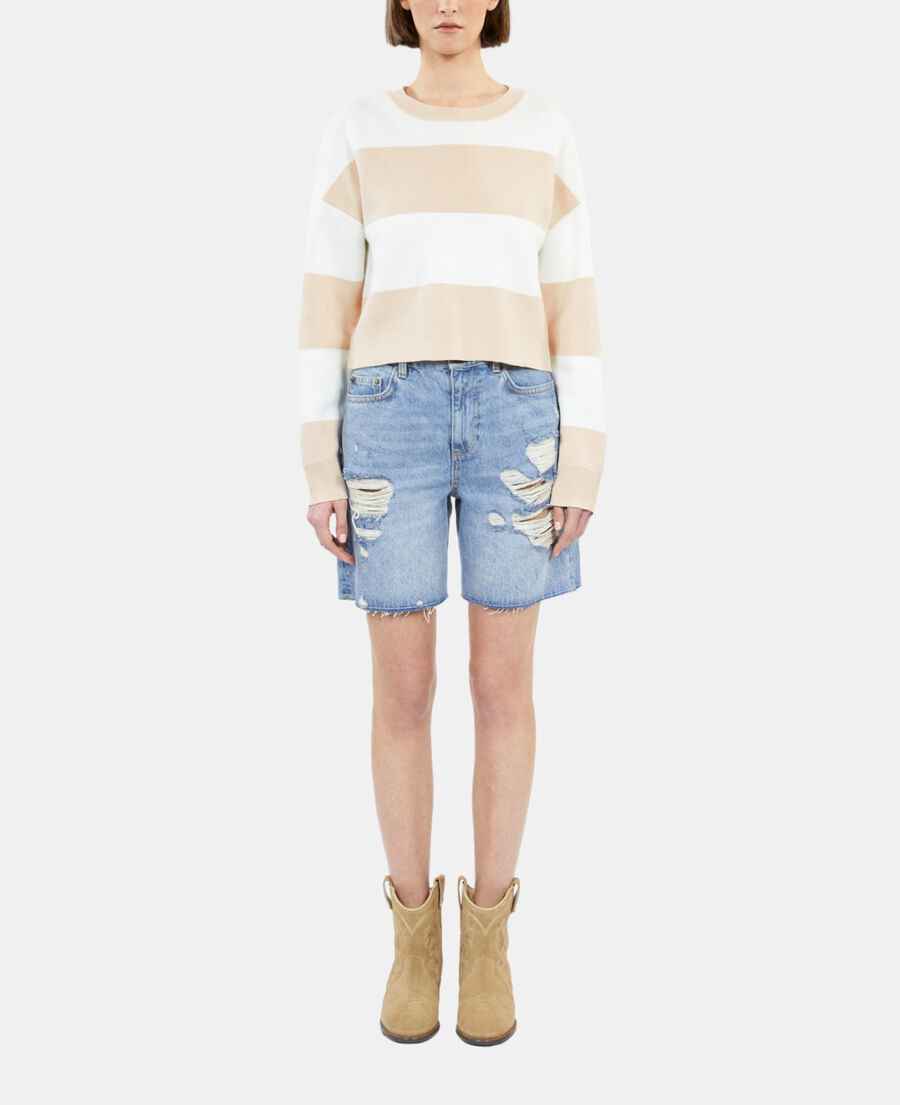 The Kooples MUJER BEIGE ECRU jersey rayas algodón