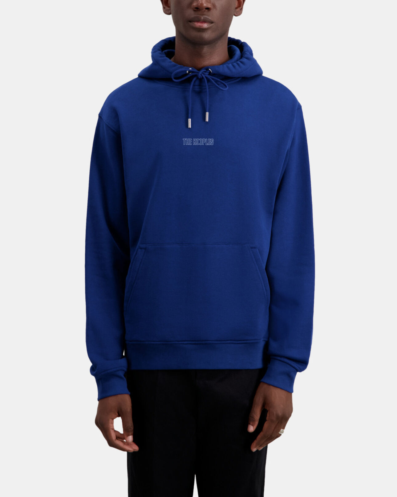 The Kooples MEN ROYAL BLUE - DARK NAVY bright blue logo hoodie