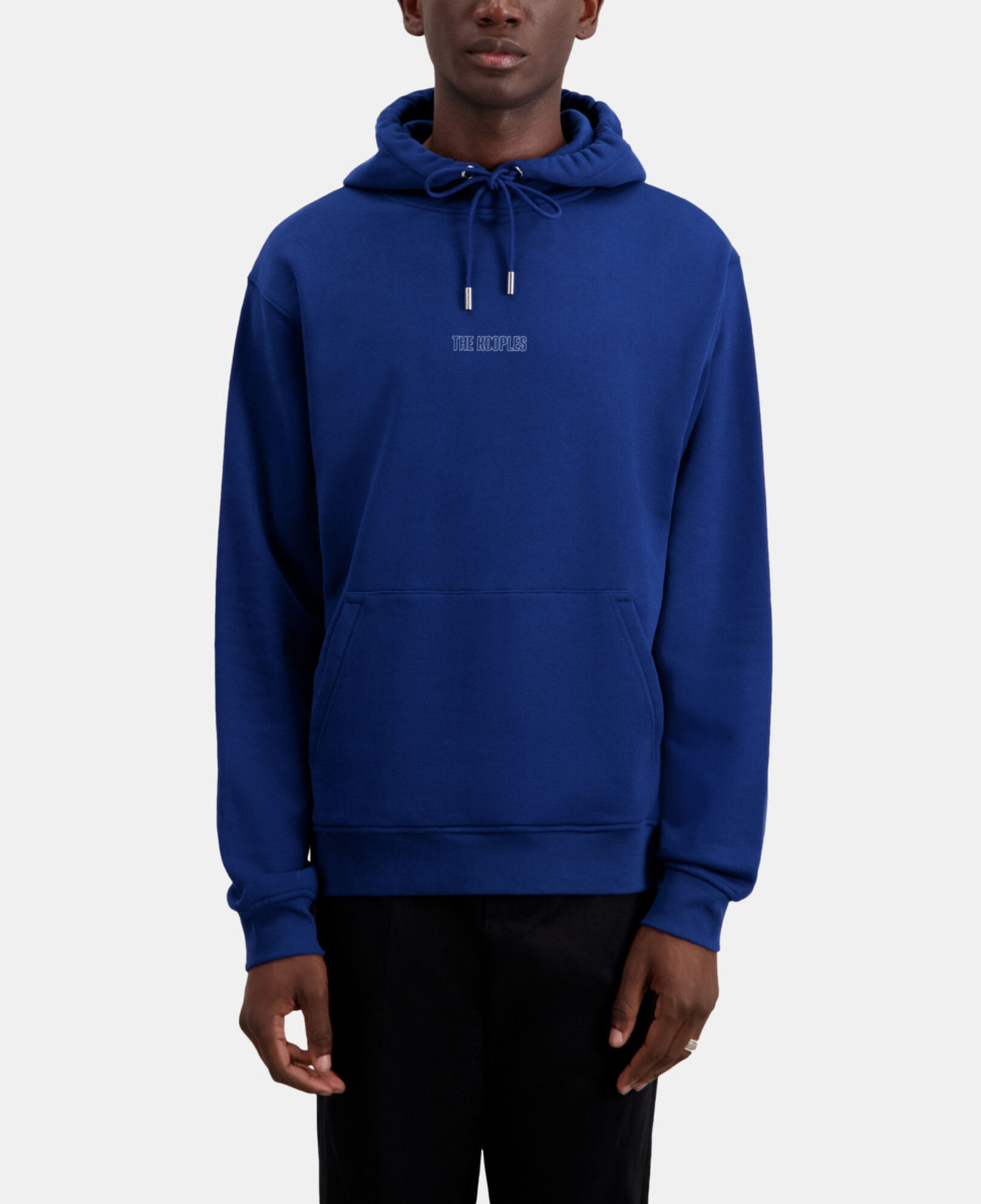 The Kooples MEN ROYAL BLUE - DARK NAVY bright blue logo hoodie