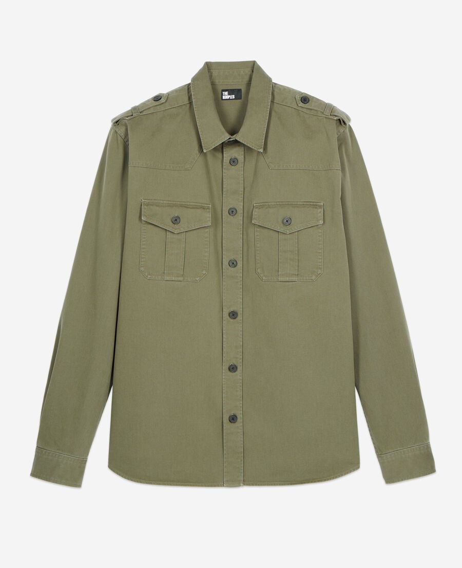 The Kooples HOMME OLIVE NIGHT surchemise style officier kaki