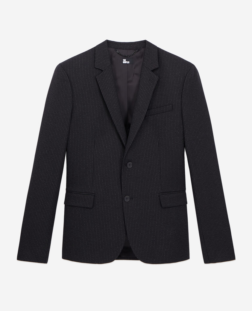 The Kooples MEN BLACK-ECRU black wool jacket with tennis stripes