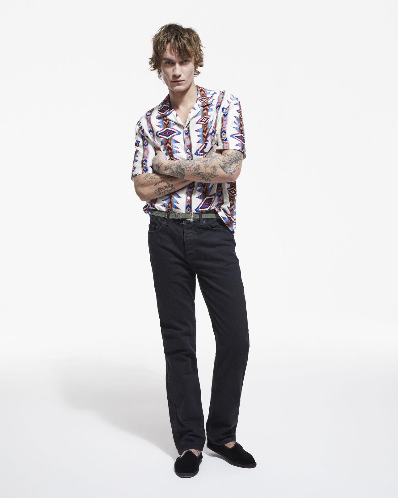 The Kooples HOMME ECRU chemisette col hawïen imprimée