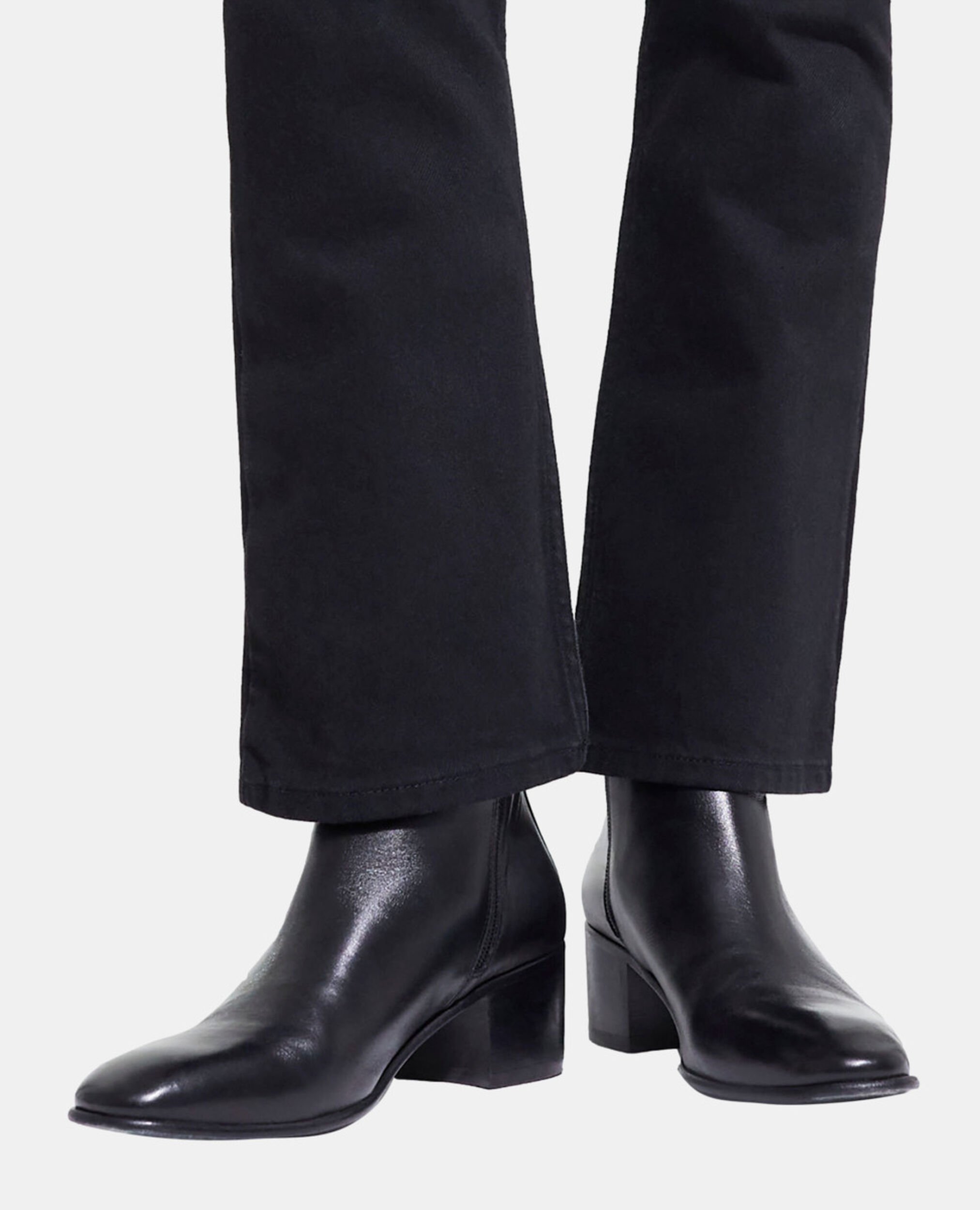 Boots talon carré en cuir noir, BLACK, hi-res image number null