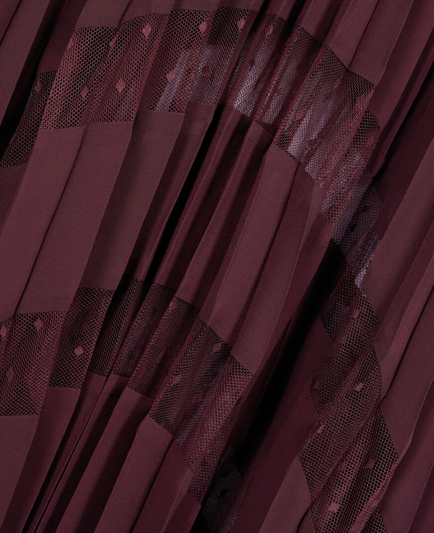 The Kooples DAMEN BURGUNDY langes, bordeauxrotes kleid mit plissierung