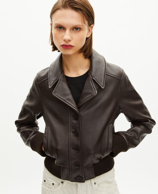 The Kooples FEMME BROWN blouson en cuir marron