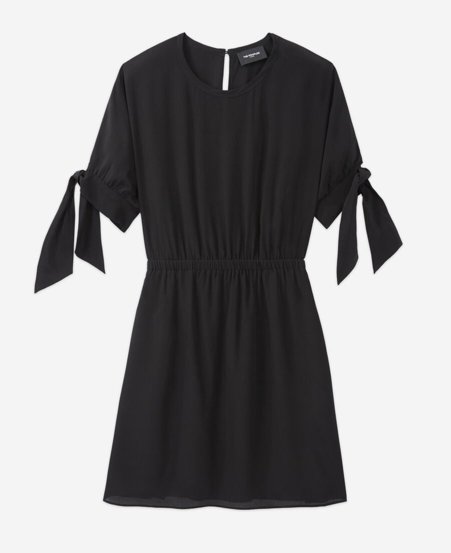 The Kooples WOMEN BLACK short black dress with knotted short sleeves