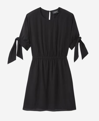 The Kooples WOMEN BLACK short black dress with knotted short sleeves