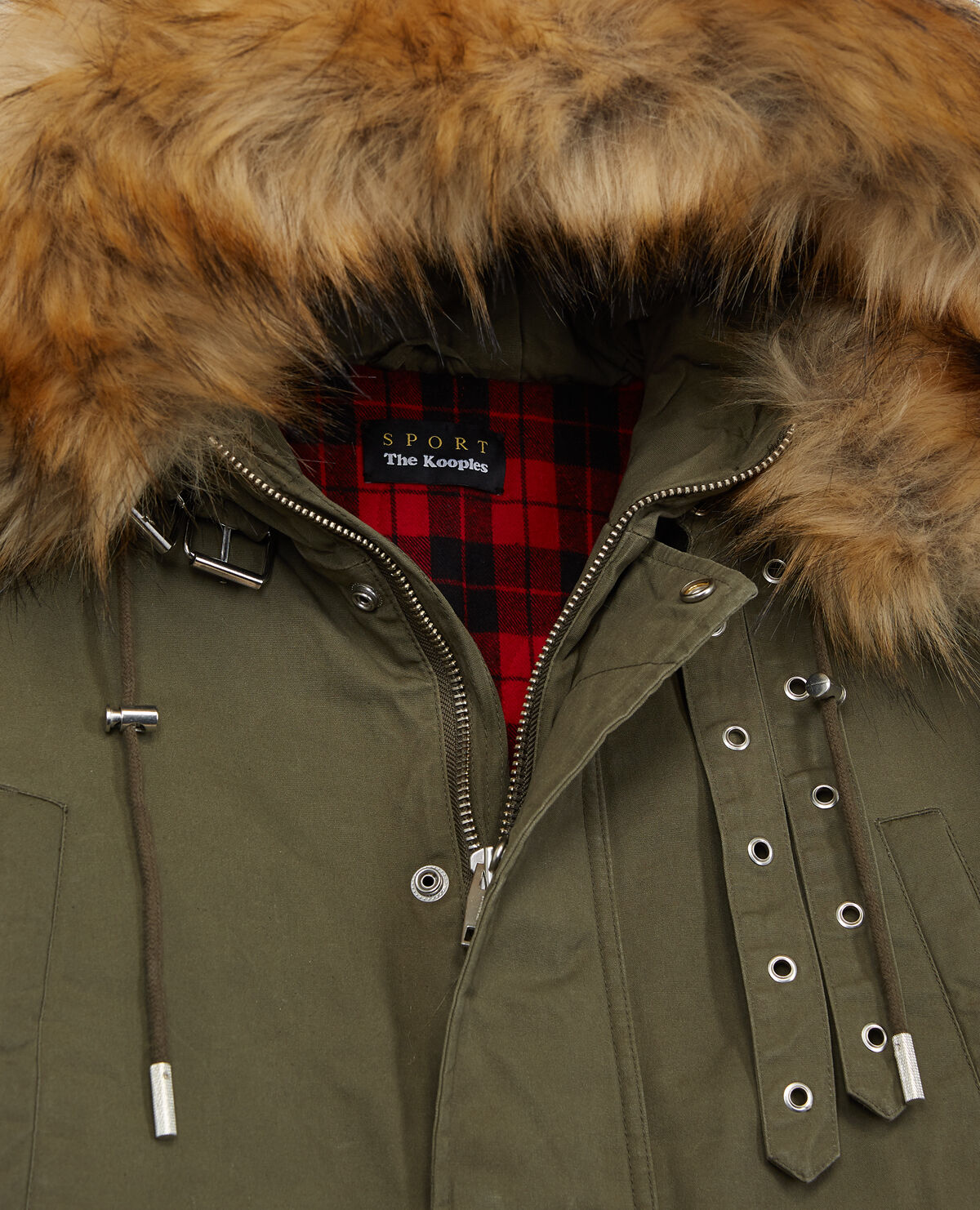 Kooples parka with fur collar hot sale