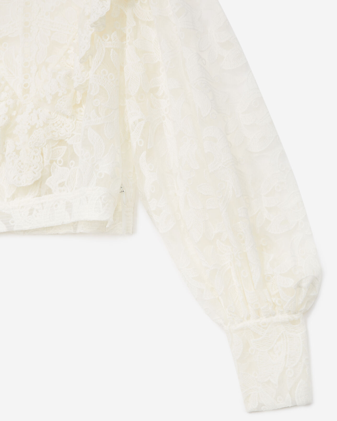The Kooples DAMEN ECRU ecrufarbenes spitzentop mit plastron-detail
