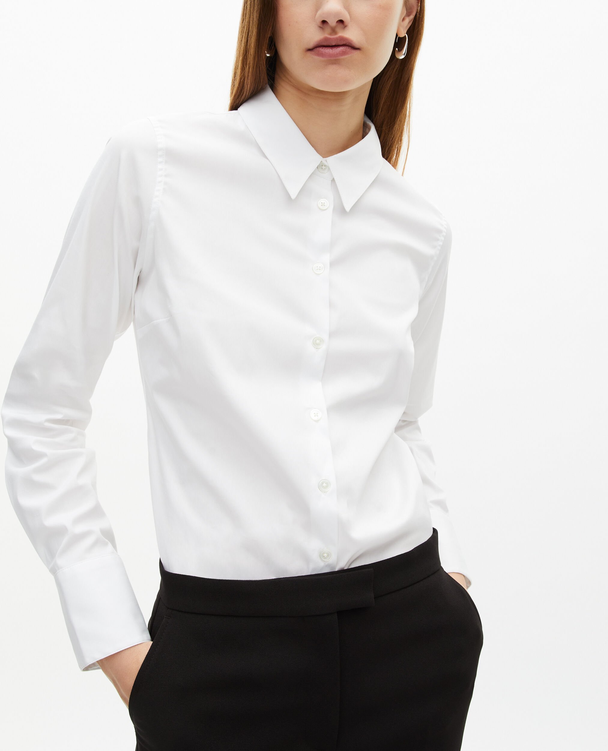 White poplin shirt, WHITE, hi-res image number null