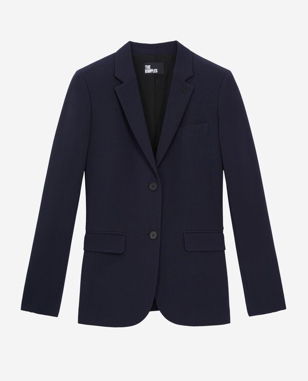 The Kooples WOMEN DARK NAVY navy blue structured-cut crepe suit jacket