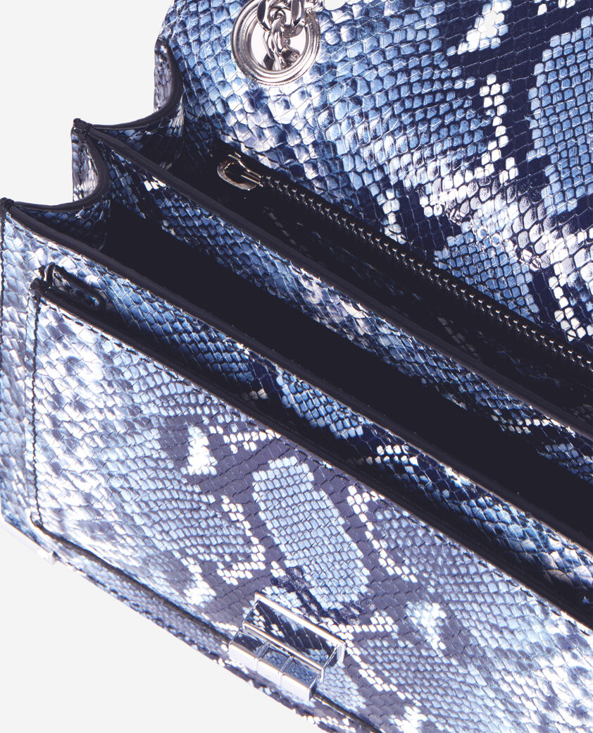 The Kooples WOMEN NAVY emily chain bag in blue python-effect leather