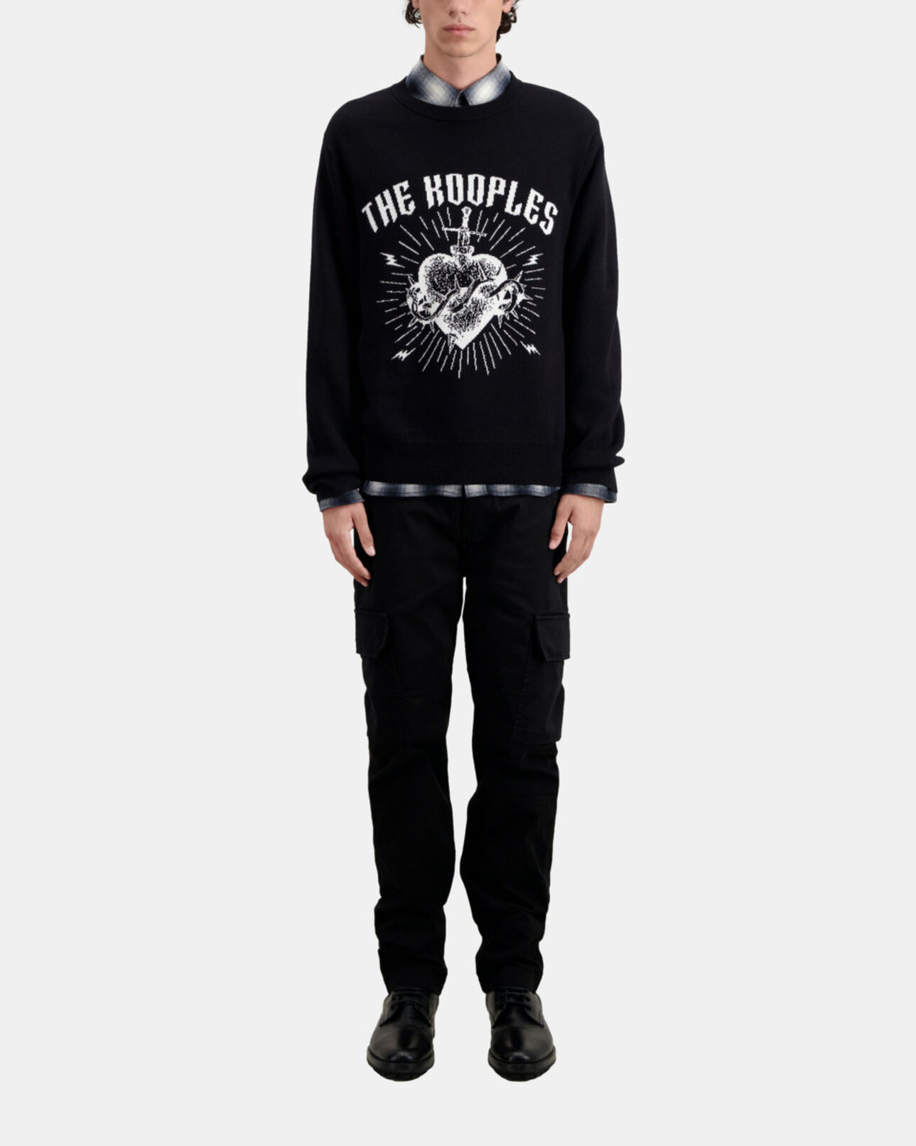 The Kooples HERREN BLACK / WHITE schwarzer pullover mit motiv und sternen