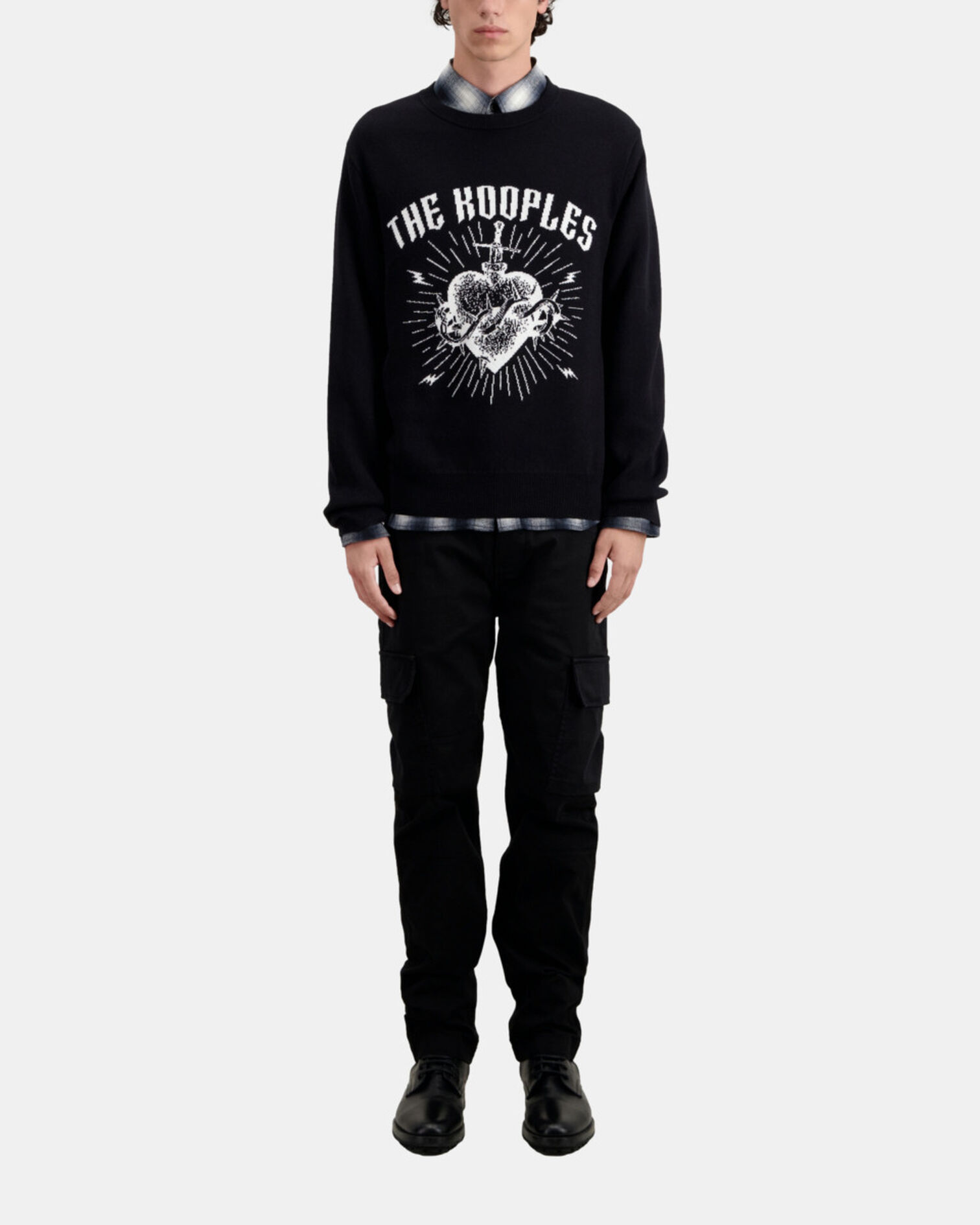 Schwarzer Pullover mit Motiv und Sternen, BLACK / WHITE, hi-res image number null