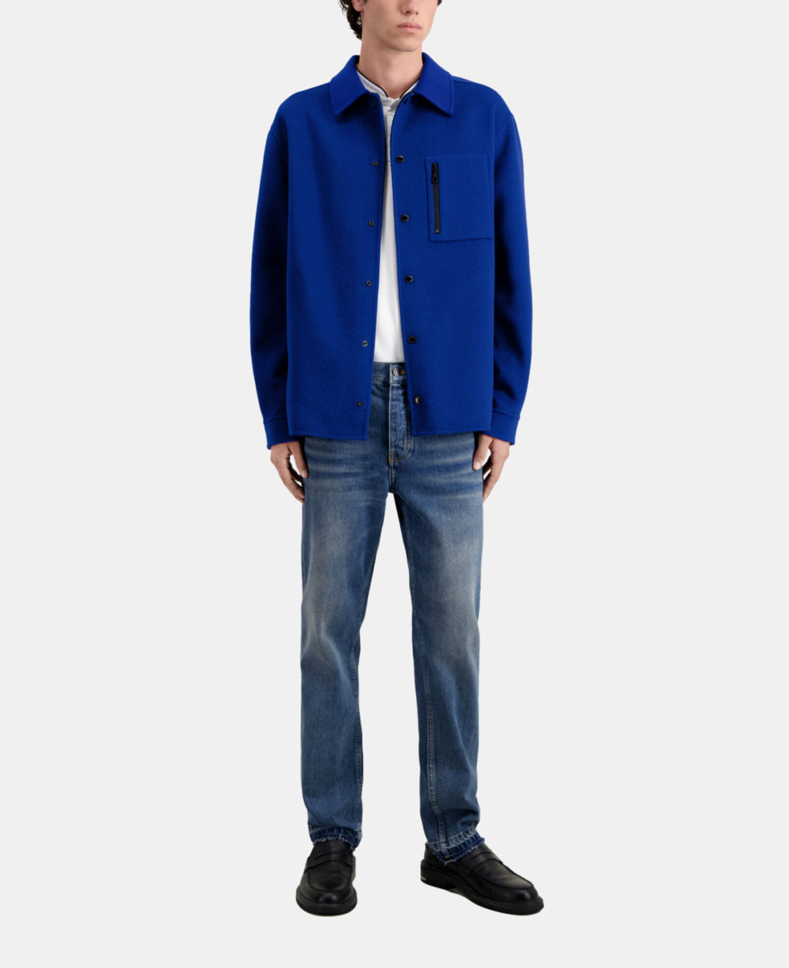 The Kooples HOMBRE ROYAL BLUE - DARK NAVY chaqueta tipo sobrecamisa azul mezcla lana