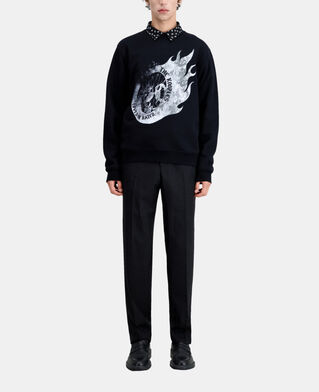 The Kooples H BLACK men's black sweatshirt with flaming wheel serigraphy