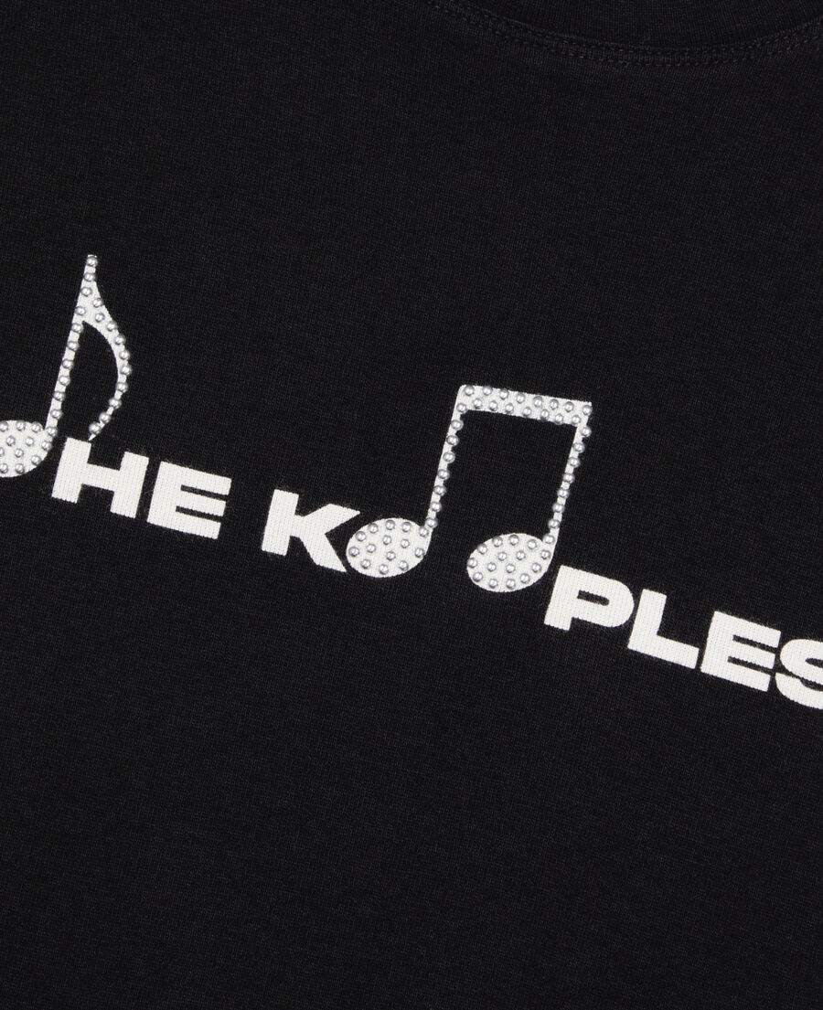 The Kooples WOMEN BLACK WASHED black t-shirt with serigraphy