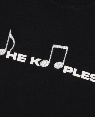 The Kooples WOMEN BLACK WASHED black t-shirt with serigraphy