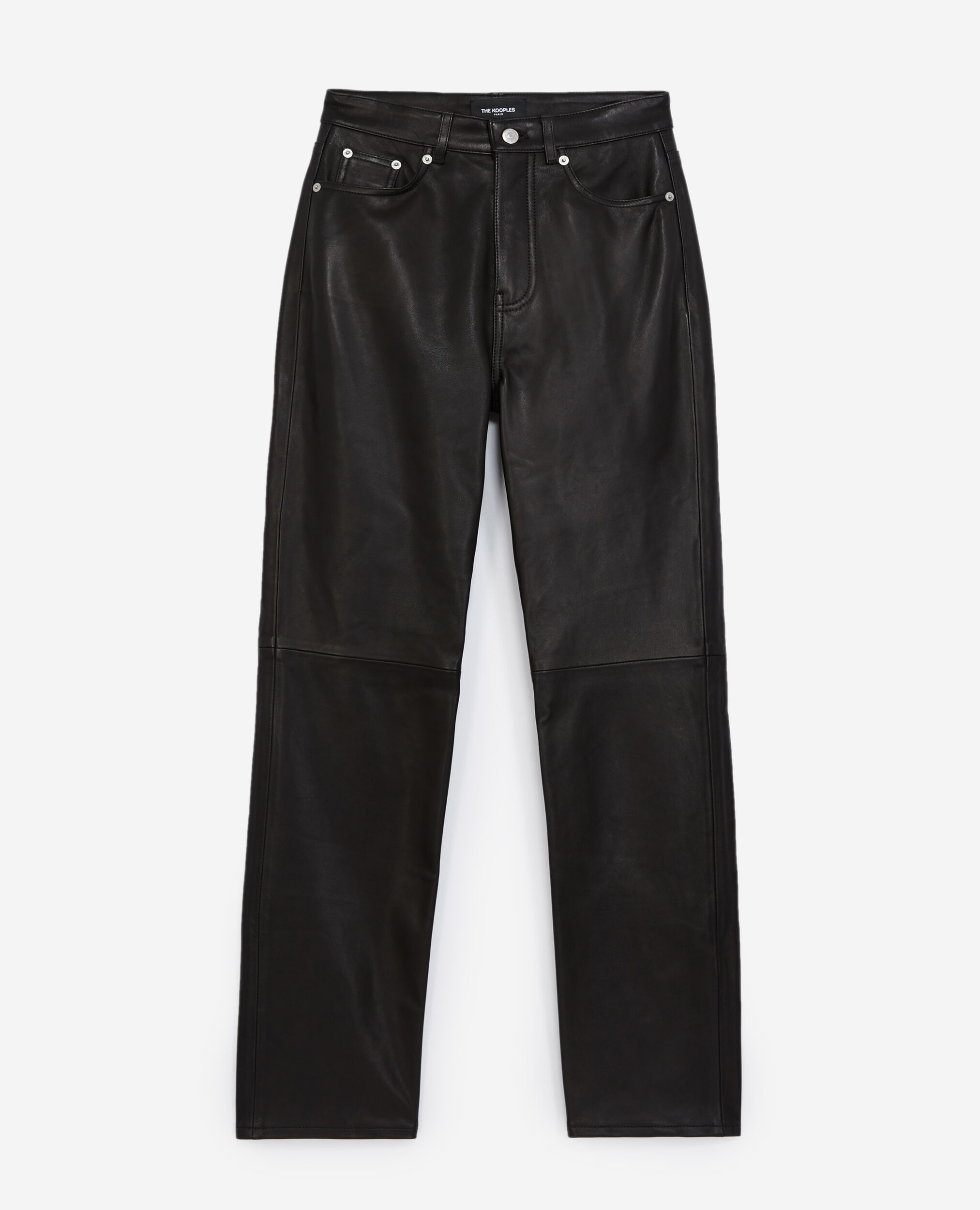 Straight black five pockets leather pants