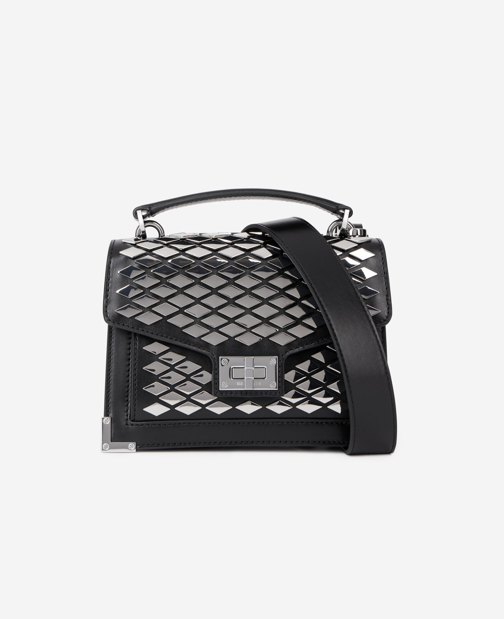 The Kooples WOMEN BLACK emily small bag in black leather with studs