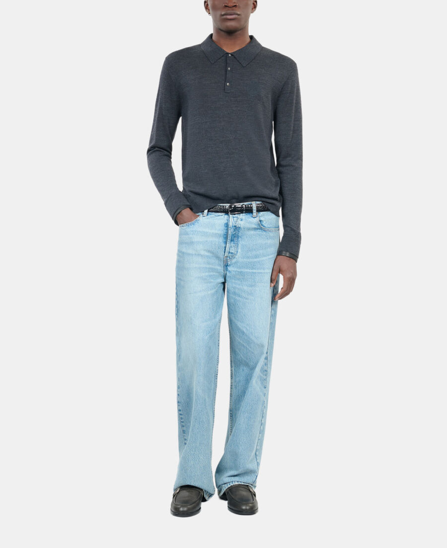 The Kooples MEN ANTHRACITE MELANGE grey wool sweater