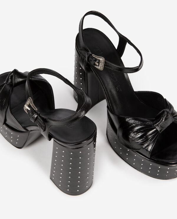 The Kooples MUJER BLACK sandalias tacón tachuelas piel negras